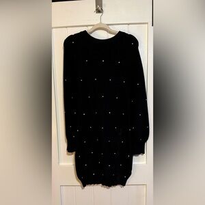 Fashion Nova Elegant Black Sweater Dress with Rhinestone Embellishments